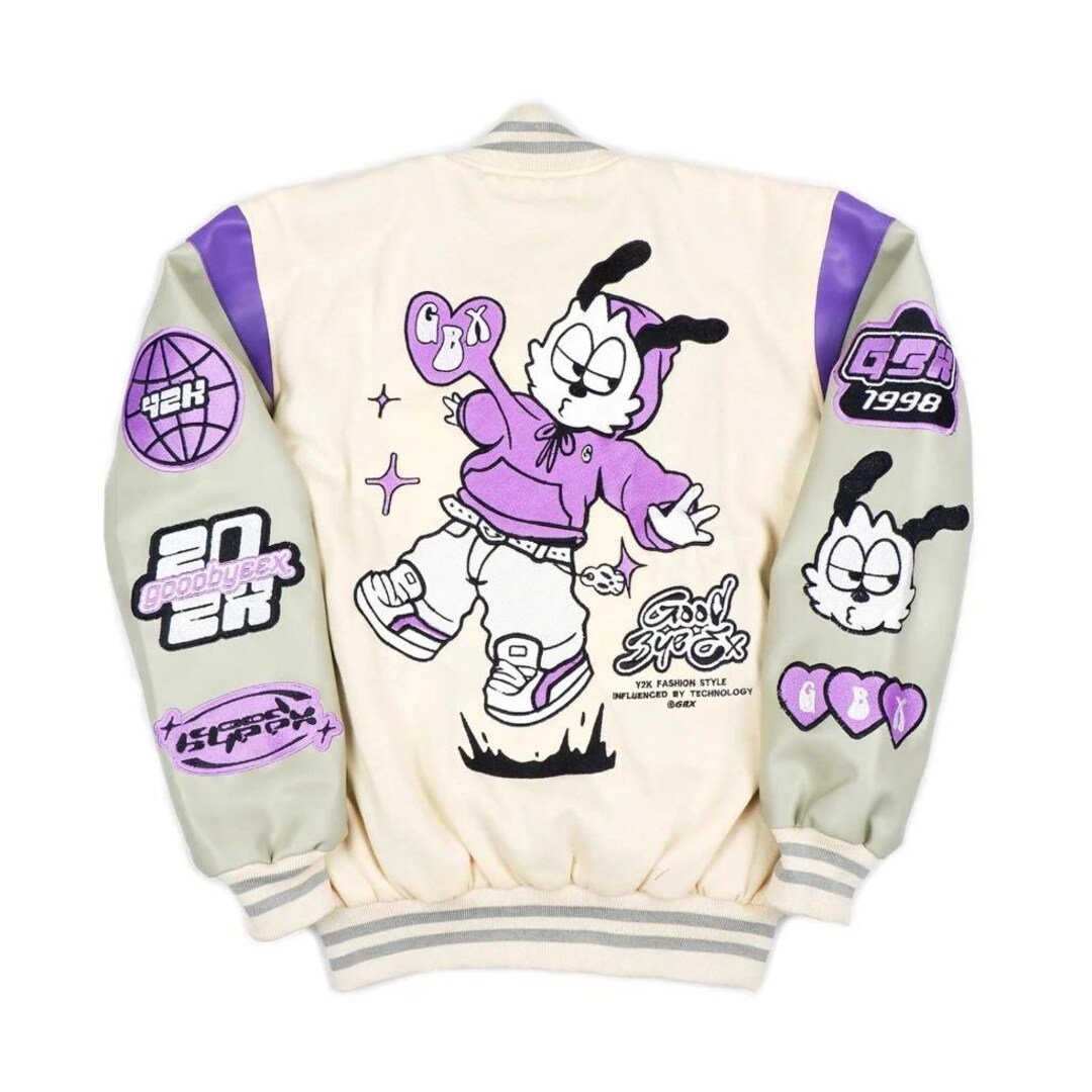 Bomber Jacket Cream, Bomber Anime Jacket, Cartoon Jacket - Etsy Australia