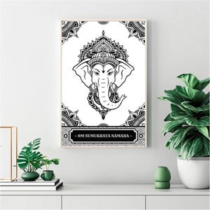 Lord Ganesha Poster Print - SUMUKHA - Vinayaka - Ganapati - Digital Art Print - Hindu God Art