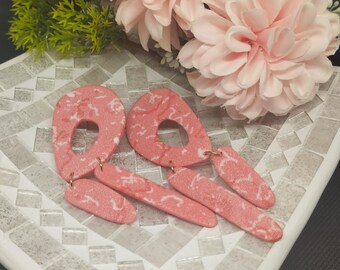 polymer clay earrings handmade coral