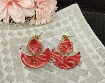 polymer clay earrings, Roses are red