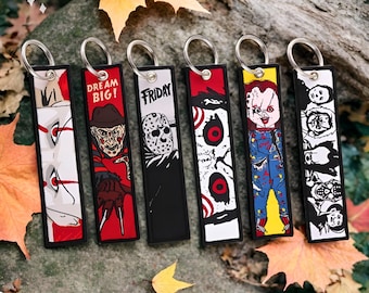 Horror Movie Icons Embroidered Keychain Set – Classic Slasher Films