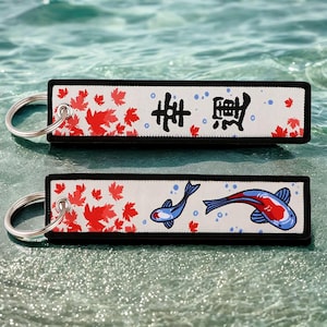 Embroidered Koi Fish Keychain – Luck & Fortune Jet Tag