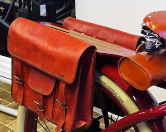 Personalized Custom Leather Pannier Bags - Stylish Side Pouches for Bikes & Motorcycles Ideal Gift for Riders 11 inch 1 Pair  Cycling Bags