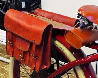 Borsa da moto in pelle, borsa da sella marrone, regali personalizzati, borsa per bicicletta, bicicletta, 1 paio, borsa da ciclismo, borsa per attrezzi da forcella per moto, borsa laterale