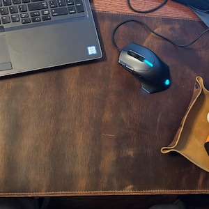 Leather Desk Mat Desk Pad - Full Grain (32x16) Leather Desk Cover Blotter & Protector - Desktop Accessories Mouse Pad for Laptop Office