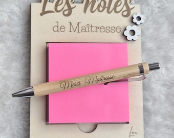 Bloc-notes personnalisé cadeau de fin d'année scolaire maîtresse/maître/atsem/nounou/aesh...