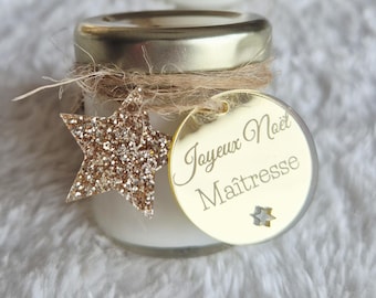 Bougie personnalisée de Noël – Maîtresse - Nounou - atsem - maman... cadeau invités