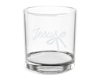 Vaso con cinta y escritura de Jesús / Vaso de whisky grabado de 290 ml