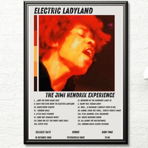 Jimi Hendrix Posters for birthday Jimi Hendrix Album Cover Poster Tracklist Poster Electric Ladylove album art digital posters wall art