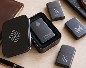 Encendedor personalizado con estuche, regalo para padrinos de boda, encendedor personalizado, recuerdo de aniversario, regalo para padrinos de boda