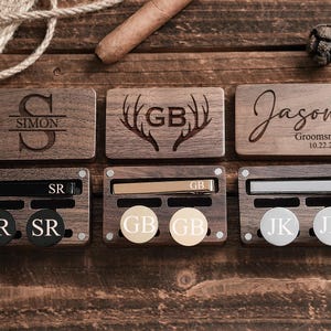 Personalisierte Manschettenknöpfe Krawattenklammer Box, Groomsmen Manschettenknöpfe, Manschettenknöpfe & Krawattenklammer Set, Trauzeugen Geschenke, Trauzeuge Geschenk