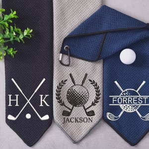 Asciugamano da golf ricamato, asciugamano da golf personalizzato, asciugamano da golf con monogramma, asciugamano da golf personalizzato, regalo da golf personalizzato per papà, groomsmen