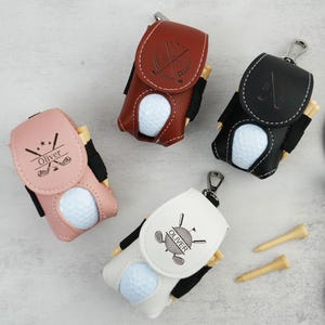 Support pour balles de golf et tees en cuir personnalisé, sac de balle de golf personnalisé gravé, support pour tees, mini support pour balle de golf, sac de voyage de golf en cuir