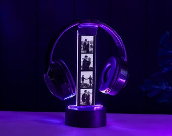 Custom RGB Light Headphone Stand, Streamer Gamer Personalized Holder, Perfect Gift for Gamers & Loved Ones, Valentine's Gift for him