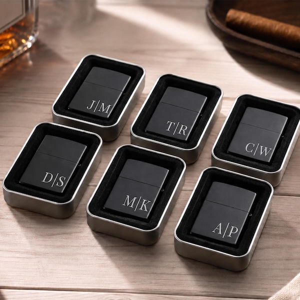 Personalized Groomsmen Lighter with Case, Groomsmen gifts Proposal, Anniversary Gift for Men