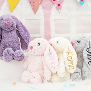 Monogrammed Bunny,Bunny Soft Plush Toy,Custom Embroidered Easter Bunny Rabbit,Newborn Baby Gifts,Gift For Kids Boys Girls,Stuffed animal
