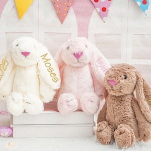 Custom Embroidered Easter Bunny Rabbit,Monogrammed Bunny,Bunny Soft Plush Toy,Newborn Baby Gifts,Gift For Kids Boys Girls,Easter Bunny