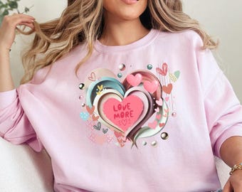 Hearts Valentine's Day Sweatshirt: Women's Crewneck Pullover