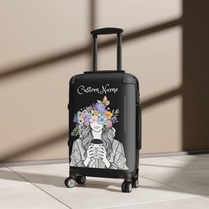 Custom Name Floral Luggage  Personalized Suitcase with Artistic Design  Unique Travel Gift for Women  Stylish and Durable Carry-On Bag