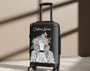 Maleta floral con nombre personalizado: equipaje de mano personalizado