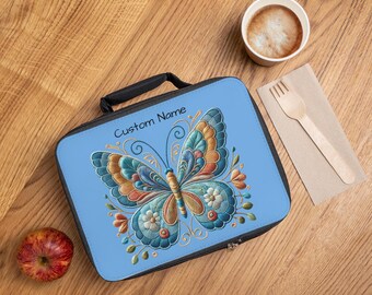 Personalized Butterfly Lunch Bag: Custom Name Insulated Tote