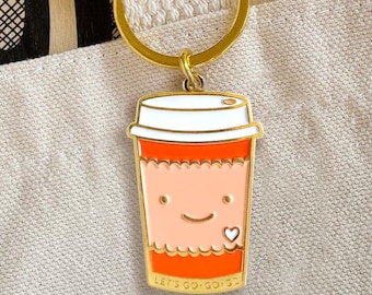 Coffee Keychain – Smiling Cup Gift for Coffee Lover, Barista, Coworker