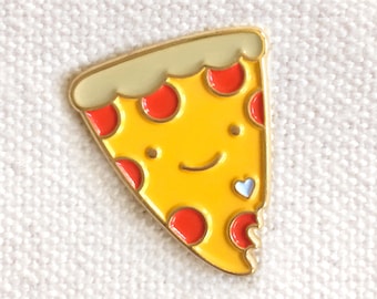 Pizza Lover Pin - Pizza Lapel Pin - Pizza Enamel Pin - Shiny Gold Metal - Gift for Pizza Lover - Kawaii Flair Pin - EP2096