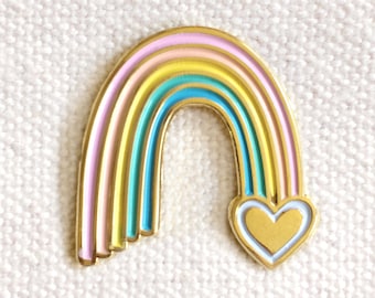 Rainbow Pin - Rainbow Enamel Pin - Rainbow Lapel Pin - Pride Pin - Gold Enamel Pin - Pastel Rainbow Pin - Shiny Gold Metal - EP2081