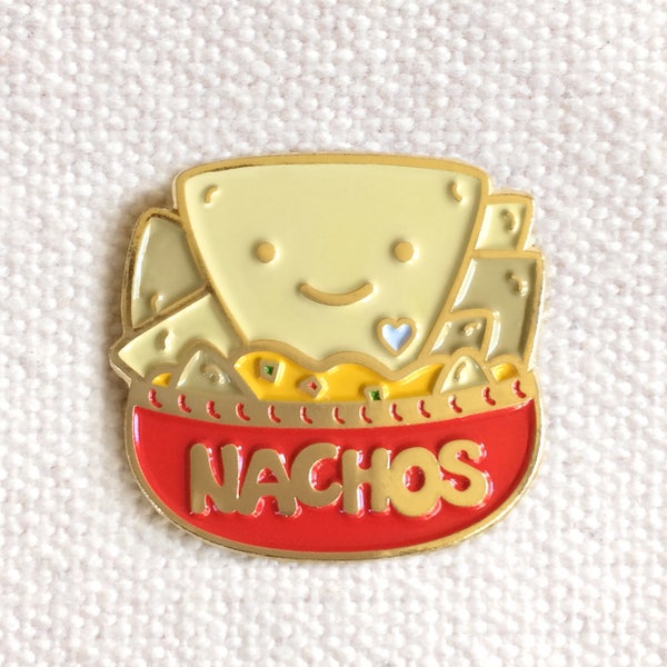 Nacho Lover Pin - Nacho Lapel Pin - Nacho Enamel Pin - Shiny Gold Metal - Gift for Nacho Lover - Kawaii Flair Pin - EP2098