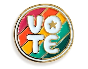 Vote Enamel Pin - Rainbow Lapel Pin for Elections, Equality, Inclusivity, Democracy, Poll Worker