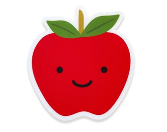 Apple Sticker - Vinyl Sticker - Gift for Teacher - Waterproof - Dishwasher-Safe - Laptop Sticker  - Happy Apple Sticker - OCSTICK1597