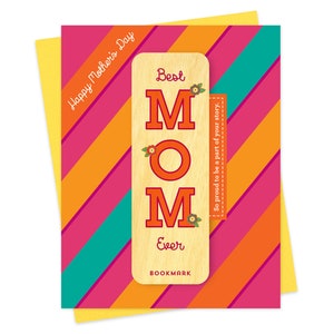 Mom Story Bookmark Card - Mother&#39;s Day Card - Includes Real Wood Bookmark - Mom Bookmark Card - Unique Card for Mom - Best Mom Ever - OC2725