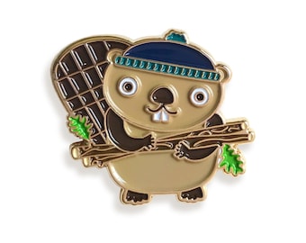 Beaver Pin - Beaver Enamel Pin - Beaver Lapel Pin - Gold Enamel Pin - Kawaii Beaver Pin - Cute Beaver Pin - EP3040