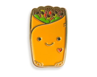 Lil' Burrito Pin - Happy Burrito - Burrito Lapel Pin - Burrito Enamel Pin - Gift for Burrito Lover - Kawaii Burrito Pin - EP3042