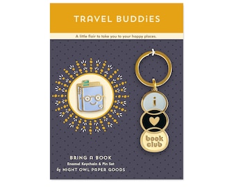 Book Lover Enamel Pin & Book Club Keychain Gift Set