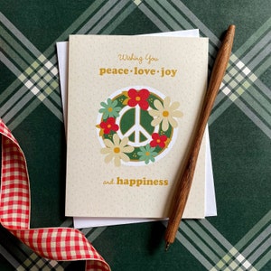 Cartes de vœux Blooming Peace crème, boîte de 10 - Noël, interreligieux - Floral Love Joy Happiness - Papier premium, impression éclatante OC2441CR