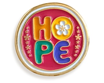 Hope Pin - Hope Enamel Pin - Hope Lapel Pin -Hope Text Art - Hope Word Art - Rainbow Hope Pin - Uplifting - Optimistic - Inspiring - EP3047