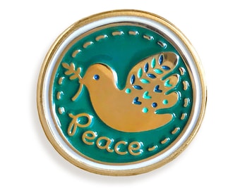 Peace Dove Pin - Gold Dove Enamel Pin - Lapel Pin - Peace Pin - Olive Branch - Holiday Pin - Christmas Pin - Festive - Peace Offering EP3050