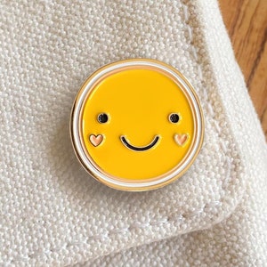 Smiley Pin - Cute Happy Face Enamel Lapel Pin - Spread Positivity, Cheer Up a Friend, Send a Smile, Joy - Appreciation, Encouragement Gift