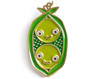 Two Peas in a Pod Pin -  Two Peas in a Pod Enamel Pin - Two Peas in a Pod Lapel Pin - Gold Enamel Pin - Kawaii Peas Pin - EP3035