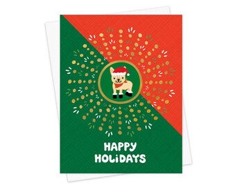 berry merry gold foil christmas cards box of 8 foil stamped etsy