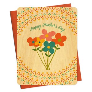 Fleurs sauvages pour maman - carte de fête des mères en bois véritable - carte en bois de bouleau pour maman - carte de fête des mères florale - carte de fête des mères unique - WC1609