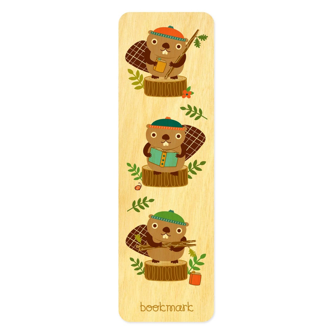 Beaver Bookmark – Birch Wood Bookmark for Readers, Students, Teachers ...