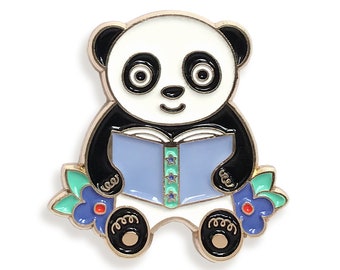Reading Panda Pin - Reading is Pandastic- Reading Panda Lapel Pin - Reading Panda Enamel Pin - Panda Bear with Book - Kawaii Panda - EP3059