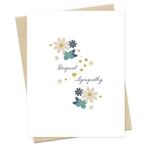 Carte de sympathie coeurs flottants - coeurs en feuille d'or - belle carte de sympathie florale - carte de sympathie de bon goût - fleurs de sympathie les plus profondes OC2765