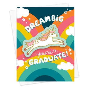 Unicorn Sticker Graduation Card Includes Unicorn Vinyl Sticker Unicorn Graduation Card Graduation Sticker Card Grad Card OC2708 image 3