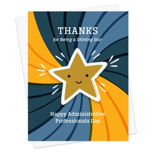 Shining Star Admin Sticker Card - Includes Gold Star Vinyl Sticker - Administrative Professionals Day - Card for Admin - Made in USA -OC2760