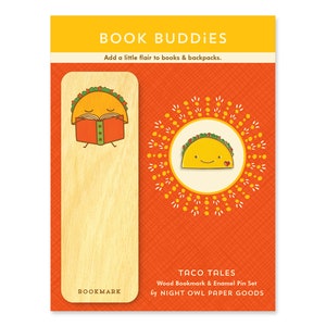 Taco Tales Gift Set - Bookmark & Enamel Pin - Taco Tuesday Gift - Taco Gift Set - Taco Bookmark - Taco Pin - Stocking Stuffer - GS2602