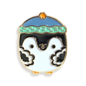 Penguin Pin - Penguin Lapel Pin - Penguin Enamel Pin - Winter Lapel Pin - Winter Enamel Pin - Shiny Gold Metal - Christmas Penguin - EP3053