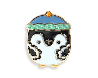 Penguin Pin - Penguin Lapel Pin - Penguin Enamel Pin - Winter Lapel Pin - Winter Enamel Pin - Shiny Gold Metal - Christmas Penguin - EP3053